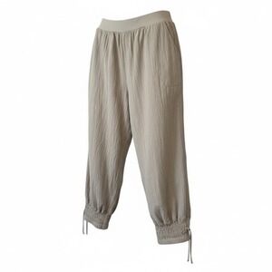 Women's Ursime Smocked Cuff Harem Pant Tan Oversized Lagen look Size XL Boho